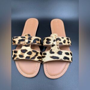 J. Crew Leopard hair-calf flats EUC slip on, easy summer style size 7 M